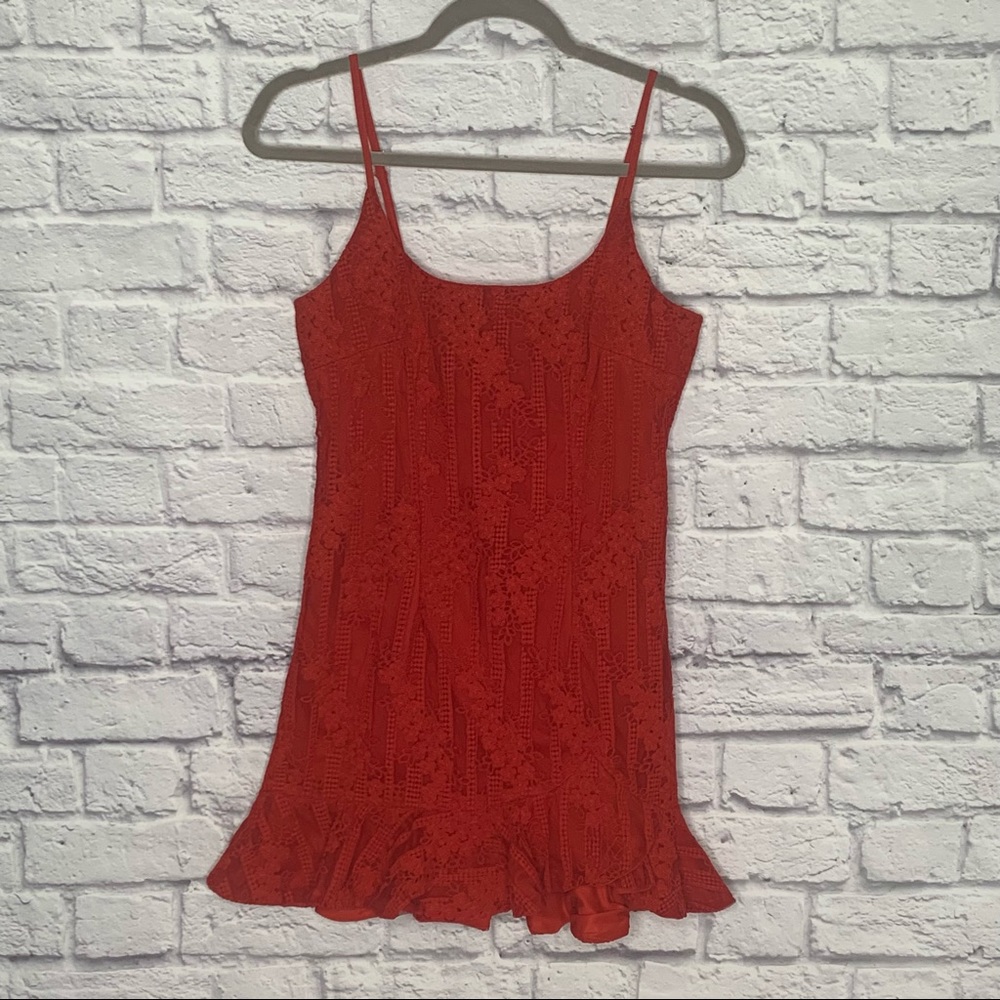 Hello Molly Red Mini Dress with Ruffle Hem - Picture 7 of 15